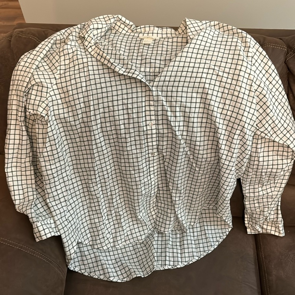 H&M Black and White Check Button Down